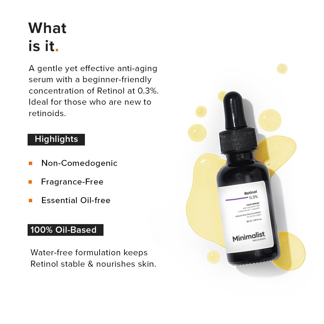Minimalist 0.3% Retinol Face Serum with Squalane 30ml