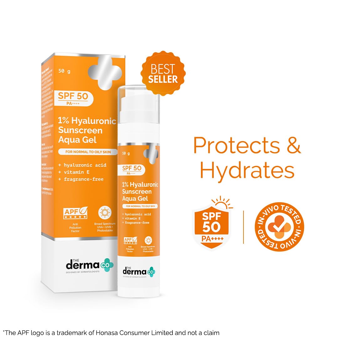 The Derma Co 1% Hyaluronic Sunscreen Aqua Gel SPF 50 PA (50g)