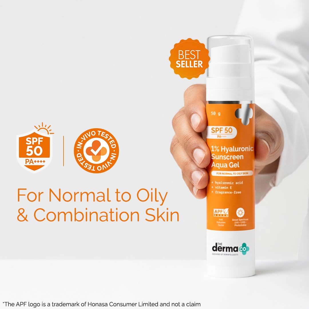 The Derma Co 1% Hyaluronic Sunscreen Aqua Gel SPF 50 PA (50g)
