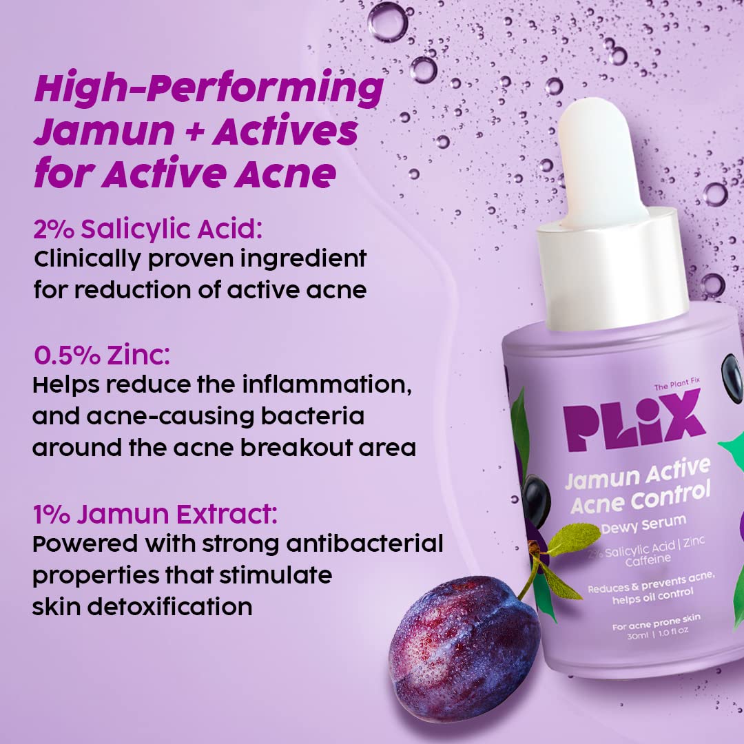 The Plant Fix Plix 2% Salicylic Acid Jamun Active Acne Serum 30ml