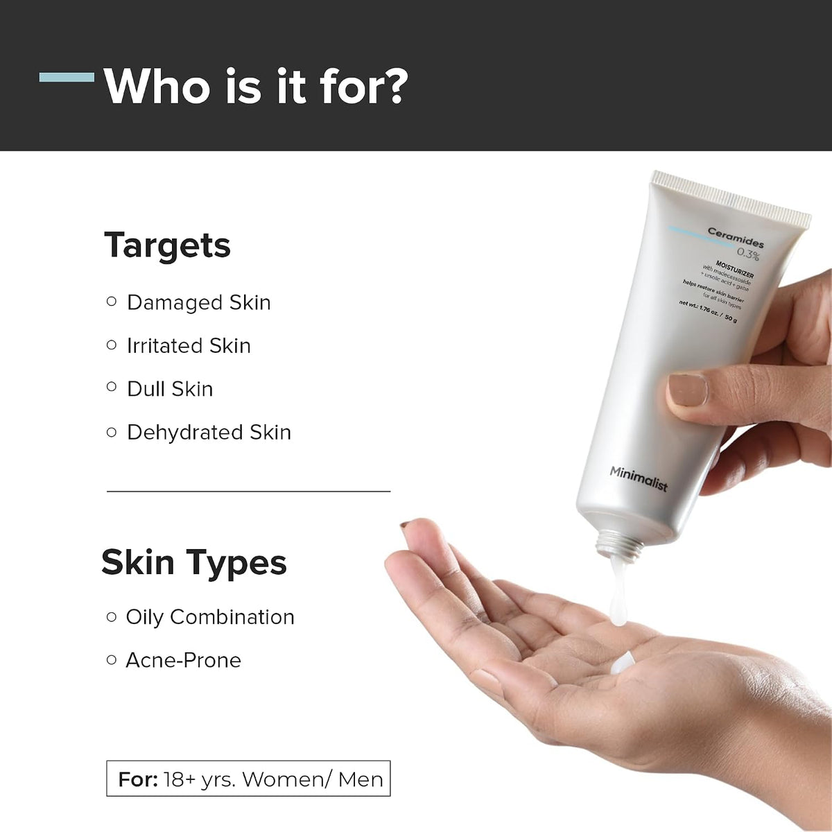 Minimalist 0.3% Ceramide Face Moisturizer For Barrier Repair 50g