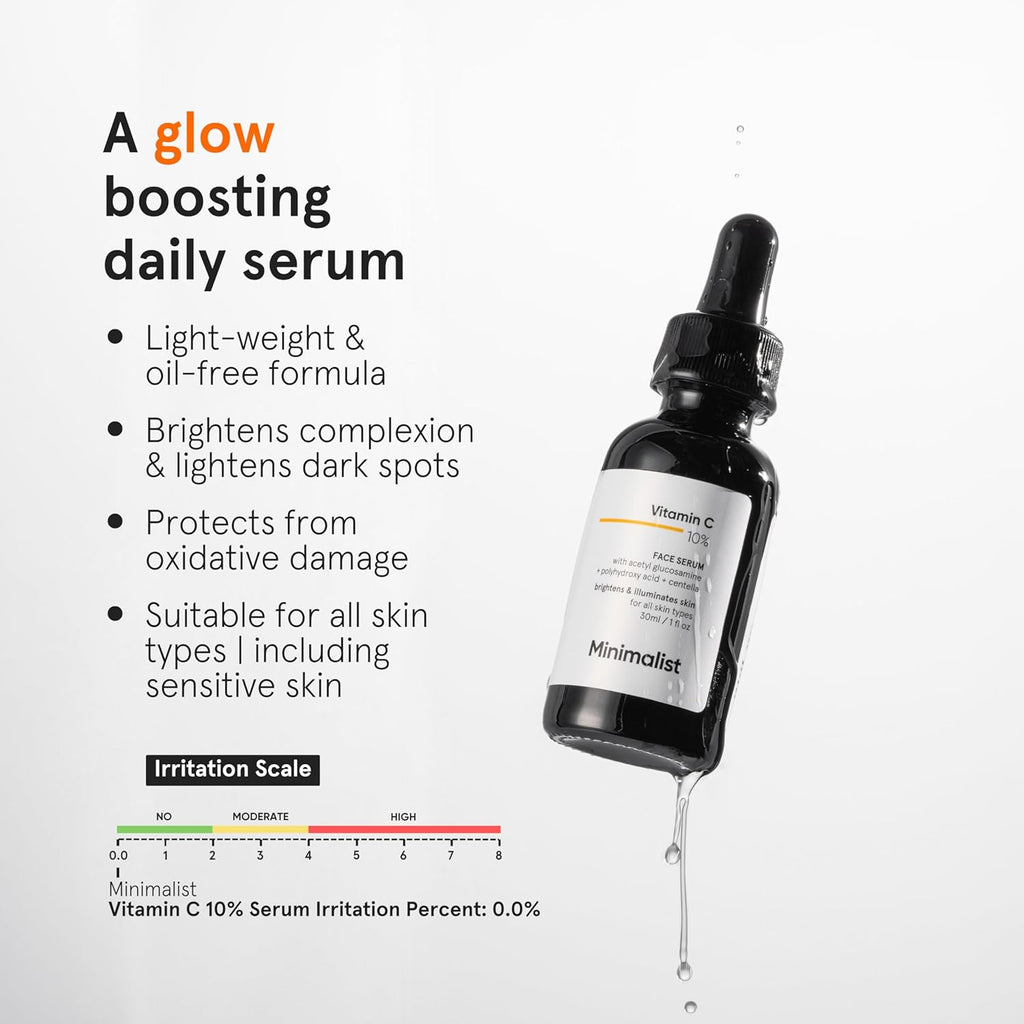 Minimalist 10% Advanced Vitamin C Serum for Glowing Skin | Brightening & Dark Spot Treatment  30ml